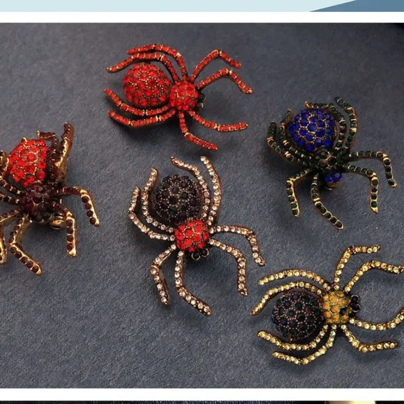 Spider Crystal Rhinestone Brooch - Picture 5 of 14